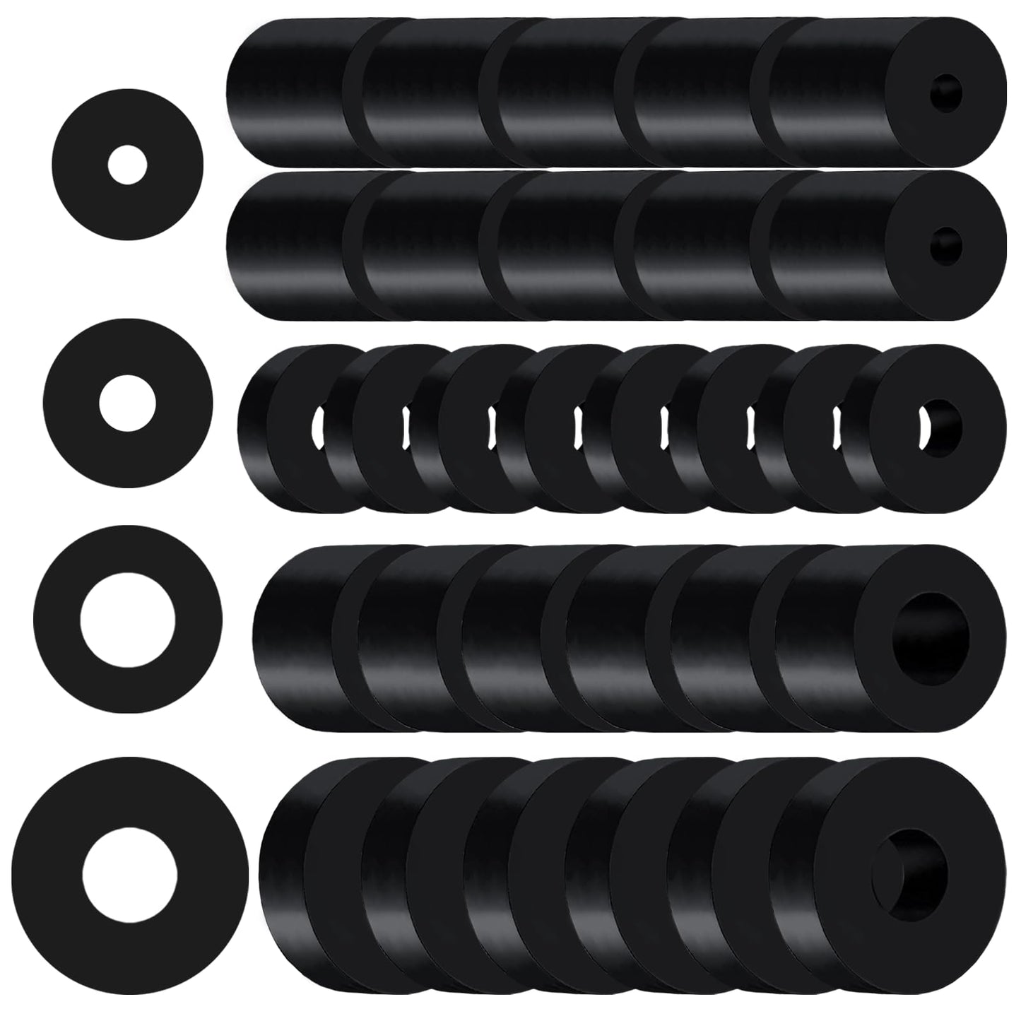 REDANHA 30 PCS Rubber Spacer 4 Sizes Black Non-Slip Thick Grommets Vibration Isolation Round Rubber Flat Washers