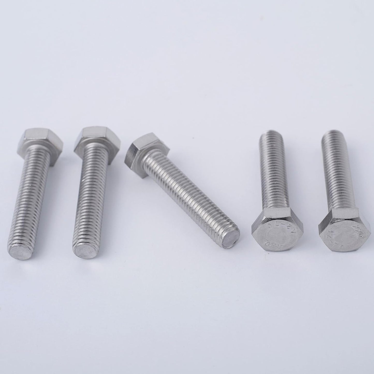 5PCS/Lot M10x1.0 Fine Thread Hex Head Rod Bolts - Din933 Standard Size: Thread Diameter: M10 - Length: 50mm - Thread Pitch: 1mm (Silver Color, Material: Stainless Steel)