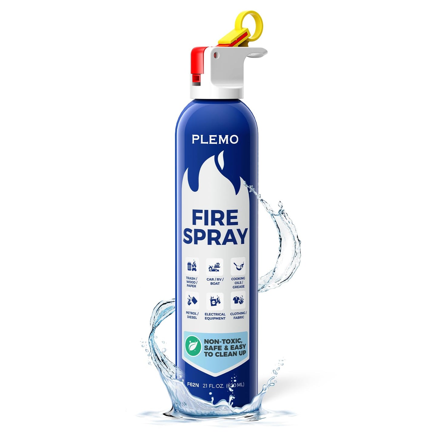 PLEMO Fire Extinguisher, Fire Extinguisher for Home, Compact 620ml Fire Spray for Car, Kitchen, Truck, F62N, 1-Pack