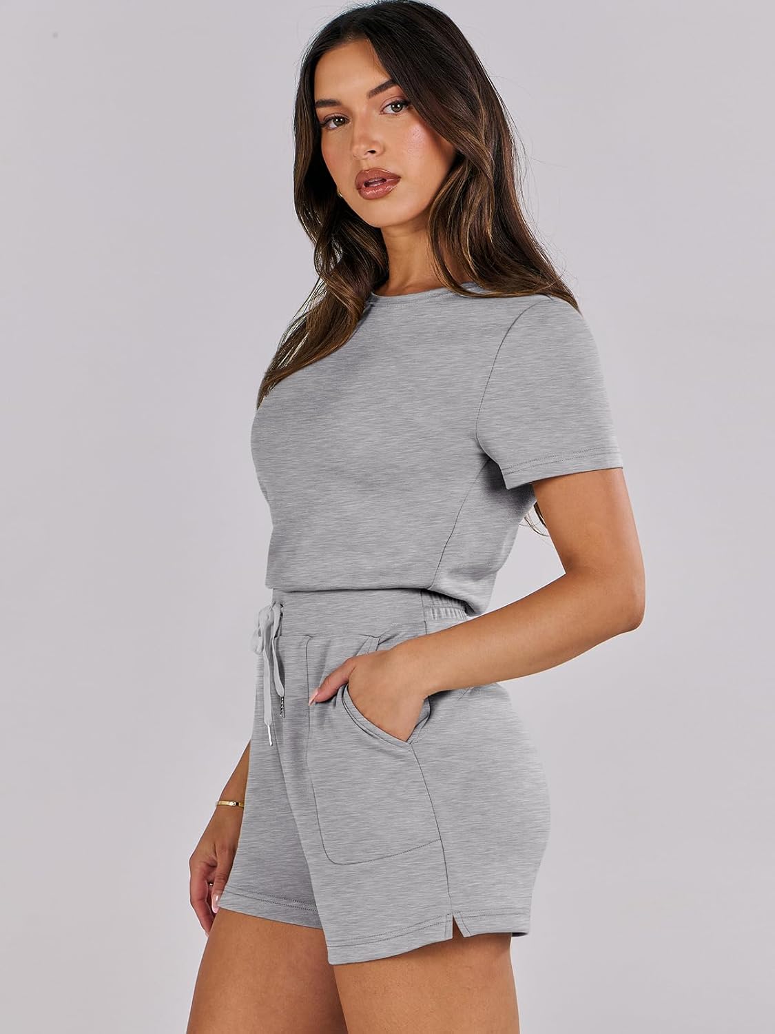ANRABESS Romper for Women - Short Sleeve Summer Jumpsuit for Beach Vacation | Dressy Travel Outfit