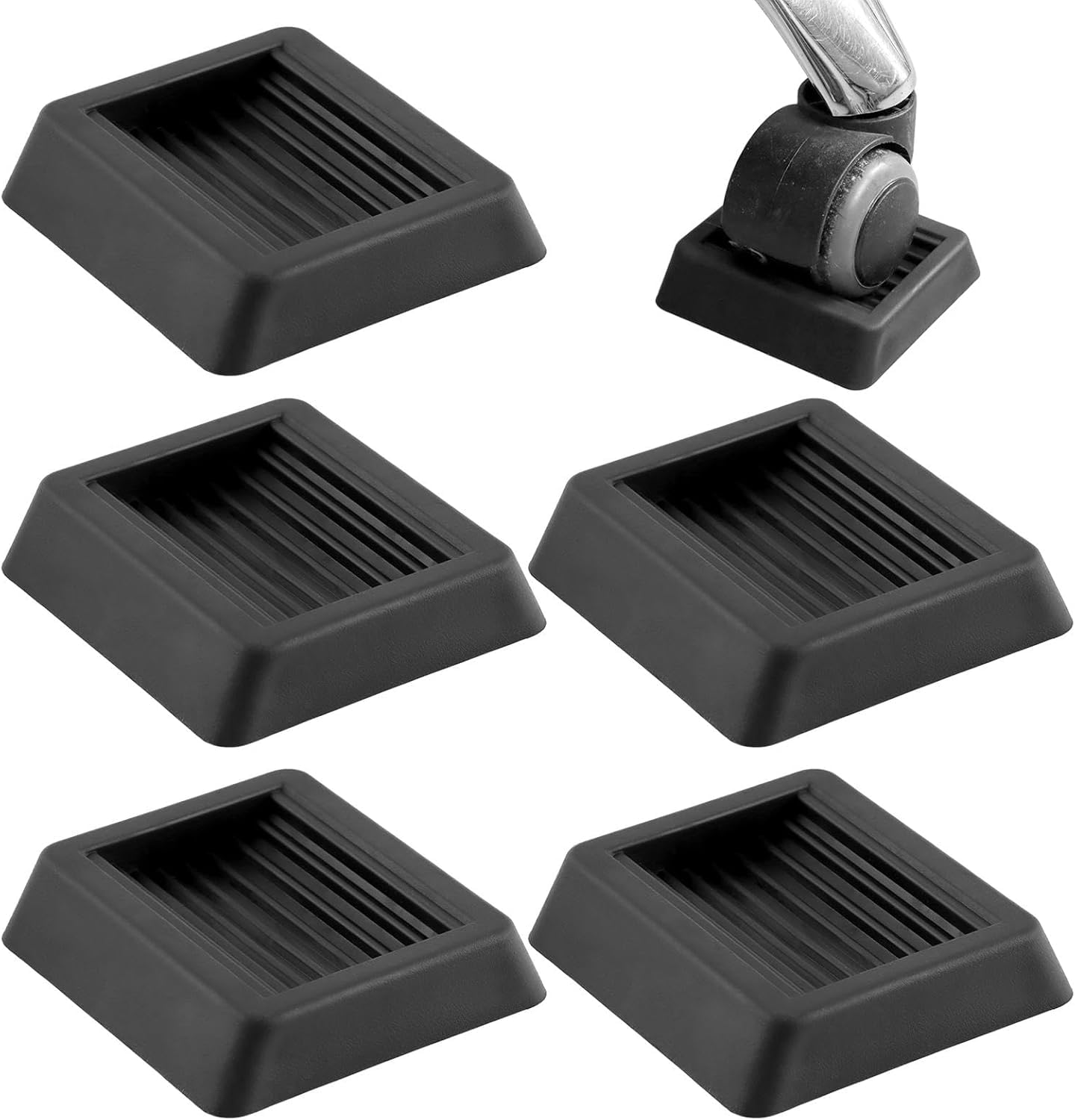 Non Slip Furniture Pads Wheel Stoppers for Office Chairs Beds Couches Prevent Sliding on Carpet Hard Floors Fits 1-4 Inch Wheels Silicone Caster Cups Durable Grips (5 PCS)