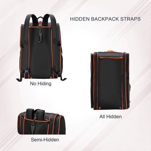 TILDOSAC Versatile Pickleball Backpack For Sport, Large Paddles Duffle Bag With Shoes Compartment For Travel Black