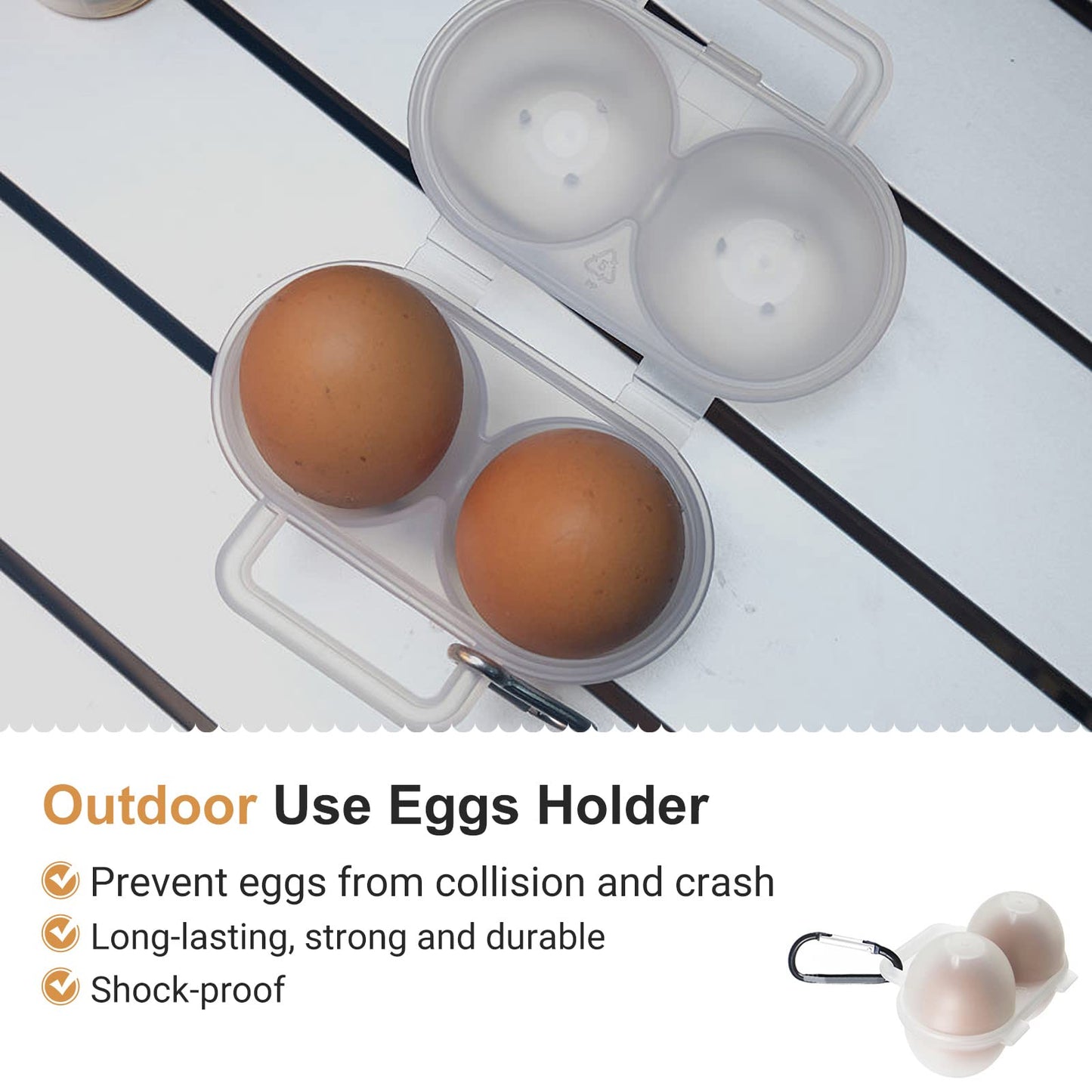 RoseFlower 2pcs Egg Holder Container, 2 Girds Plastic Egg Storage Box Shockproof Protection, Portable Egg Tray Carriage Dispenser for Camping Picnic Travel Kitchen Refrigerator Outdoor, Clear