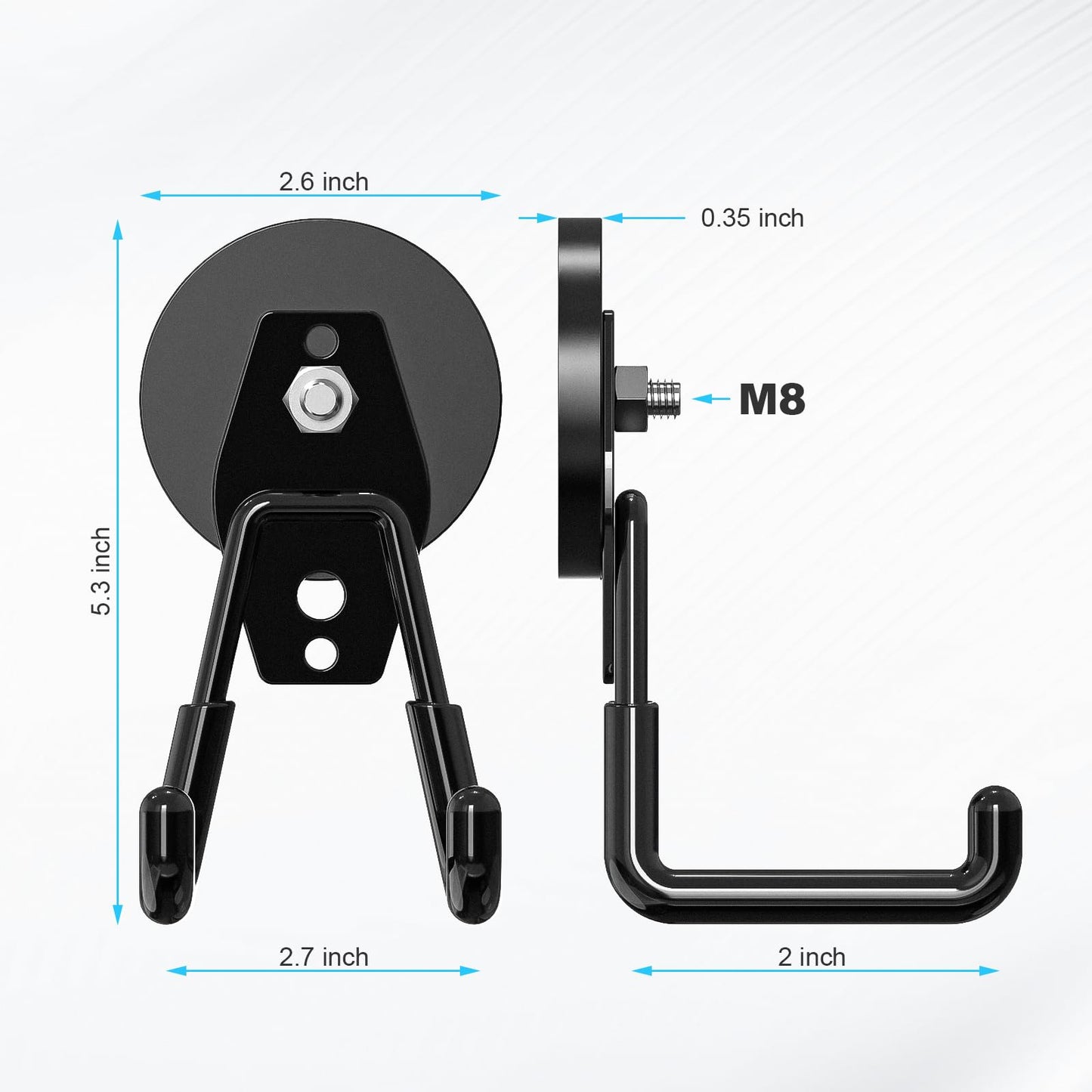 1 Pack Large Heavy-Duty Magnetic Garage Hooks - Strong Magnetic Tool and Utility Hooks with Anti-Scratch Rubber Coating - Ideal for Garage, Workshop, Tool Cart, and Outdoor Storage