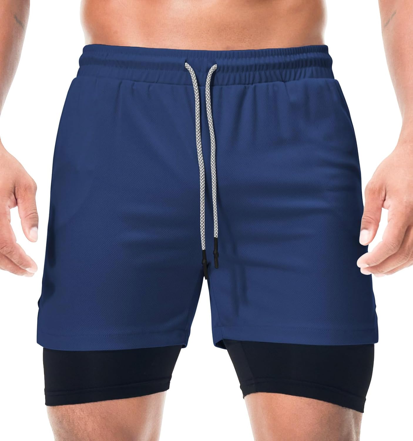 Surenow Men's 2-in-1 Athletic Gym Shorts - Quick Dry, Lightweight Workout Shorts with Pockets - 3 Pack