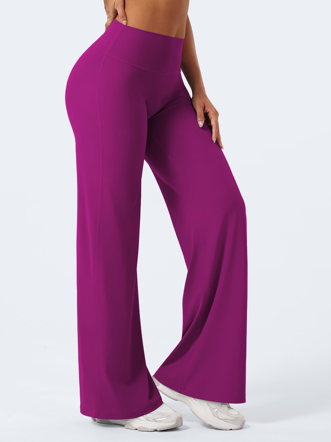 YEOREO Workout Leggings Womens No Front Seam Straight Leggings 31.5" High Waist Buttery Eddiy Gym Yoga Pants Rose Purple XL