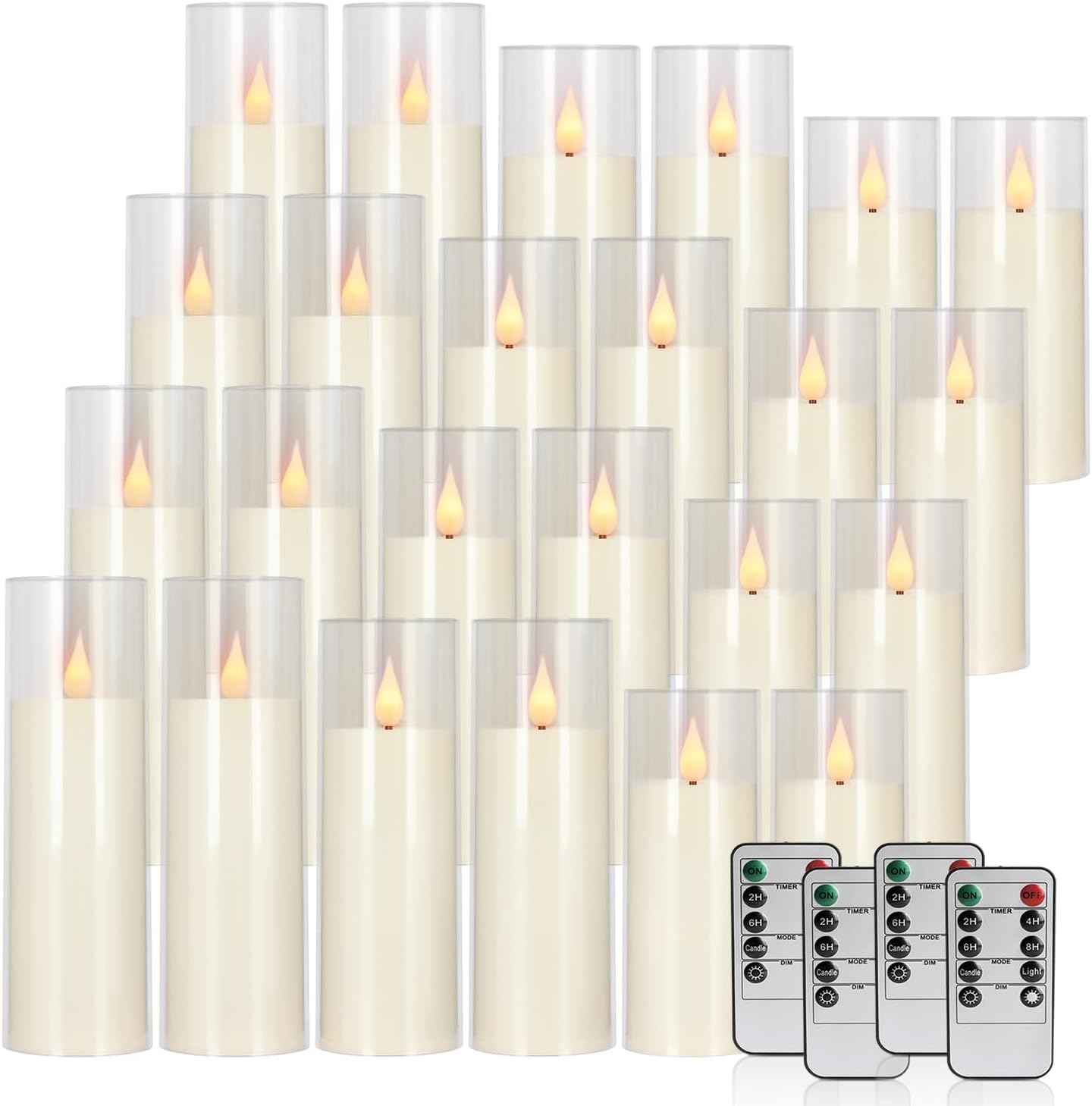 24-Pack Remote Control LED Flameless Candles - 3D Flame Timer Candles for Home, Weddings & Holidays