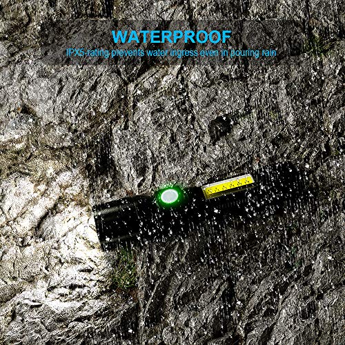 UV Flashlight Black Light, 2-Pack USB Rechargeable Blacklight Flashlight with Magnetic -Side Work Light, 7 Modes, Zoomable, Waterproof ? LED Torch for Mechanics Pet Urine Stains Detector