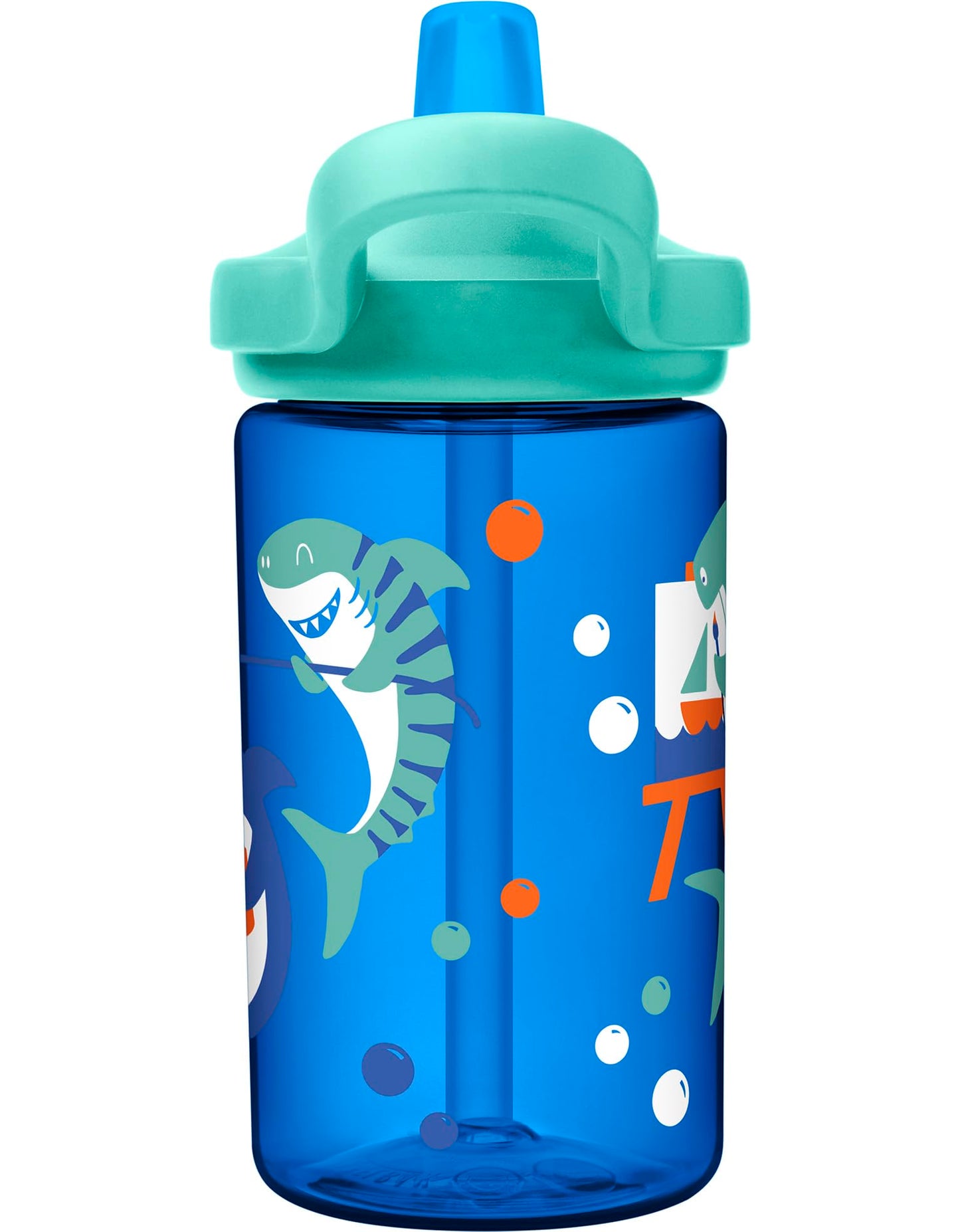 CamelBak Eddy+ Kids Bite Valve Straw Tritan Renew Water Bottle Shark Summer Camp, 14oz