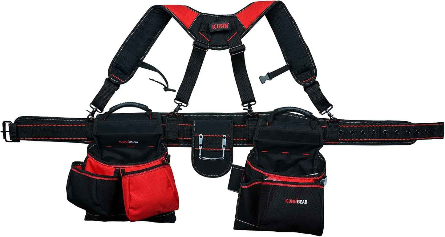 Pro Carpenter Tool Belt with Suspenders - Heavy-Duty Suspension Rig for Contractors & Electricians, Khaki