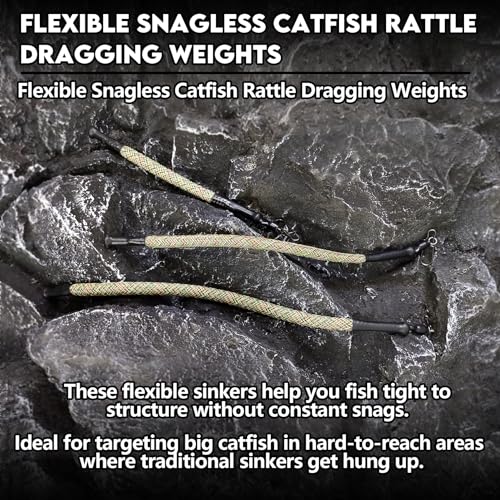 Eupheng 4oz Fishing Rattle Sinkers 5-Pack - Flexible Catfish Weights for Structure Fishing