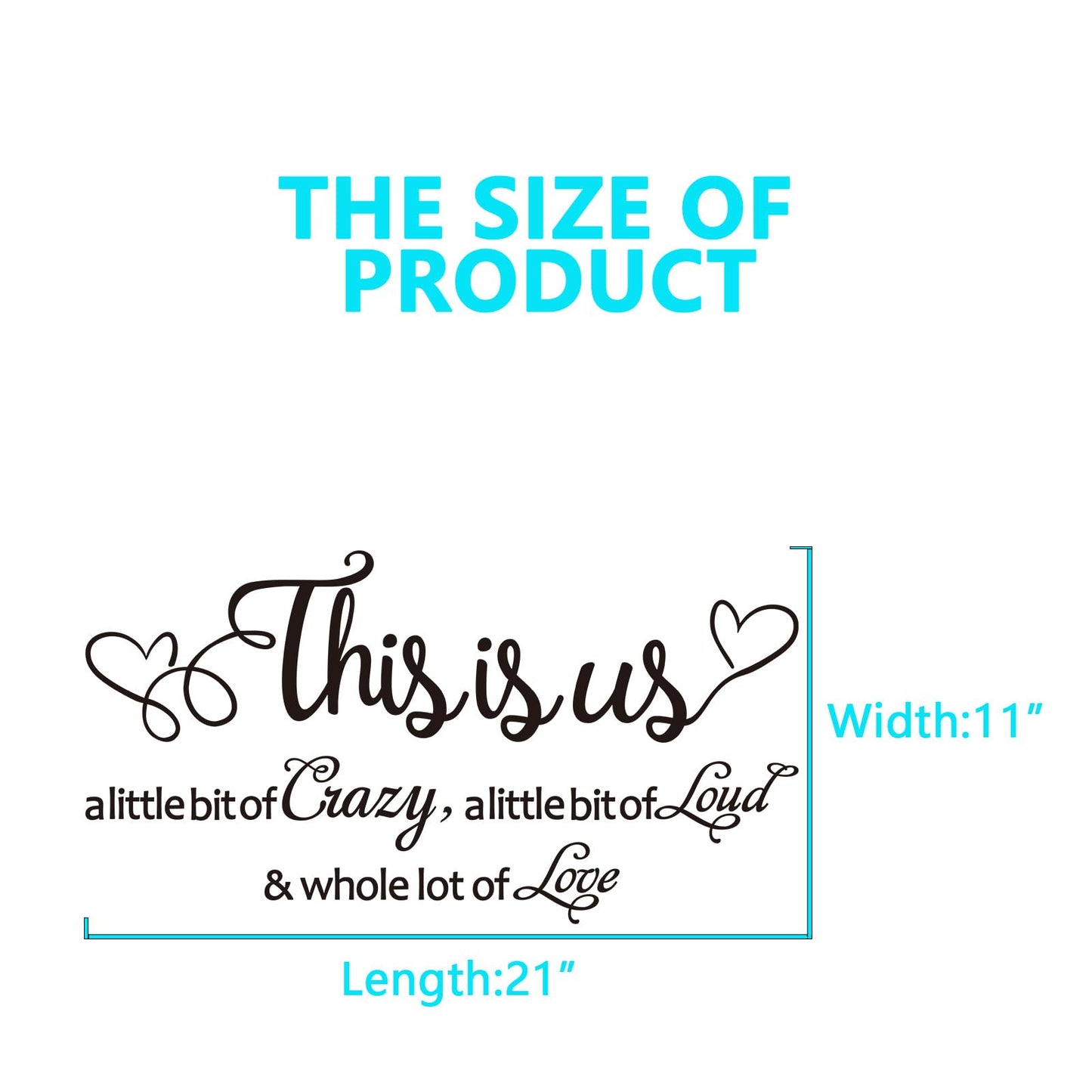 Inspirational Family Wall Stickers for Bedroom: Motivational Home Quotes Vinyl Art Wall Decals for Living Room Kitchen Apartment Bathroom - This is US 21" X 11"