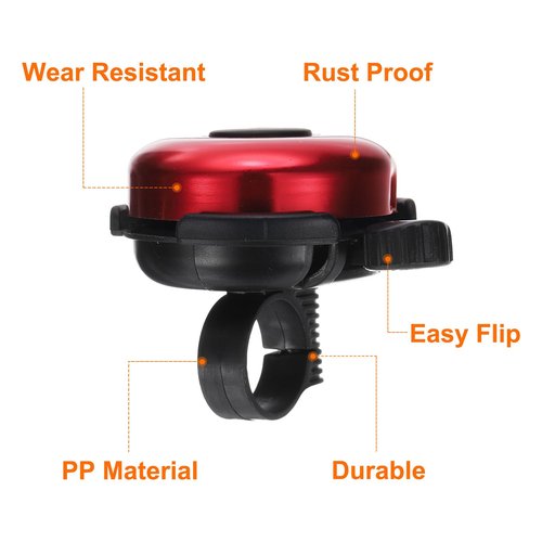 HARFINGTON Bike Bell Classic Bicycle Bell with Loud Crisp Clear Sound Bike Ring Bell Aluminum Bike Accessories for Road Adults Children Mountain Bike, Red