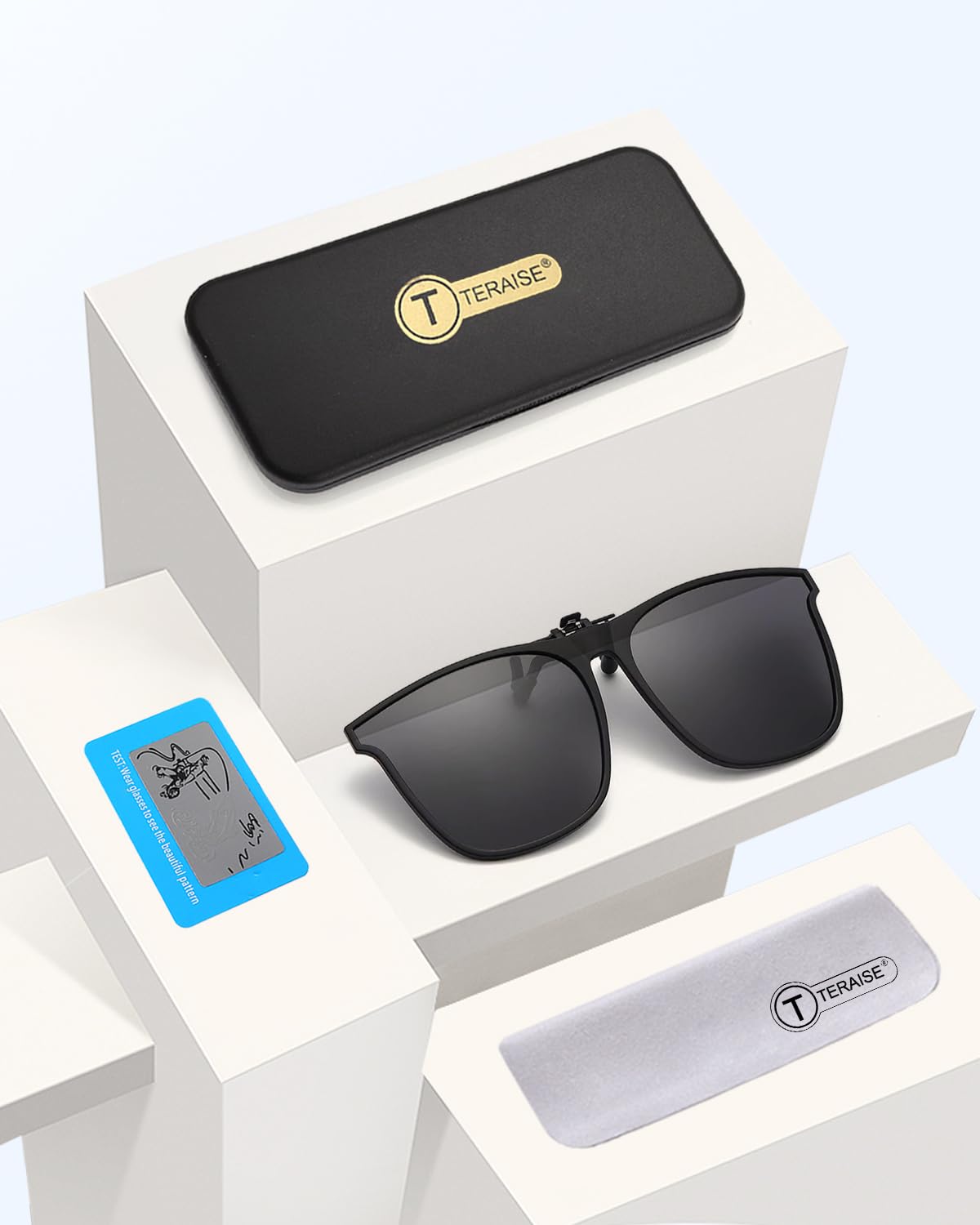 TERAISE Clip-on Driving Glasses Polarized Night Vision Sunglasses Flip Up Cat Eye Design, Anti-Glare UV400 for Outdoor