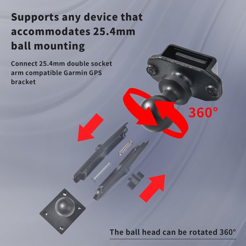 HYS Handheld Ham Radio&Mic with Belt Clip Single Side Radio Mount, CB Radio with Belt Clip Holder Mounting Kit with 1'' Ball Mount Adapter Compatible with RAM Mounts B Size Double Socket Arm