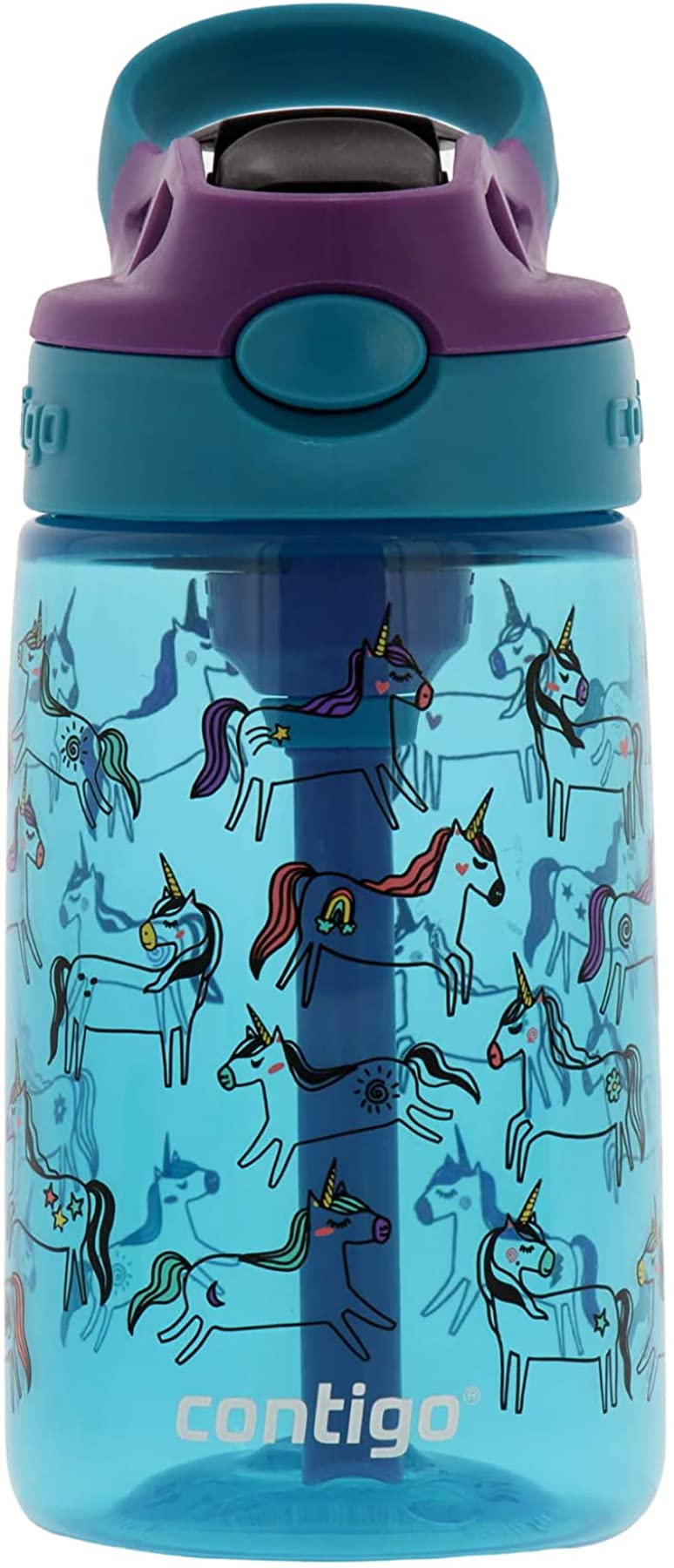 Contigo AUTOSPOUT Camping Hydration Water Bottles, 14oz (Pack of 1), Unicorn