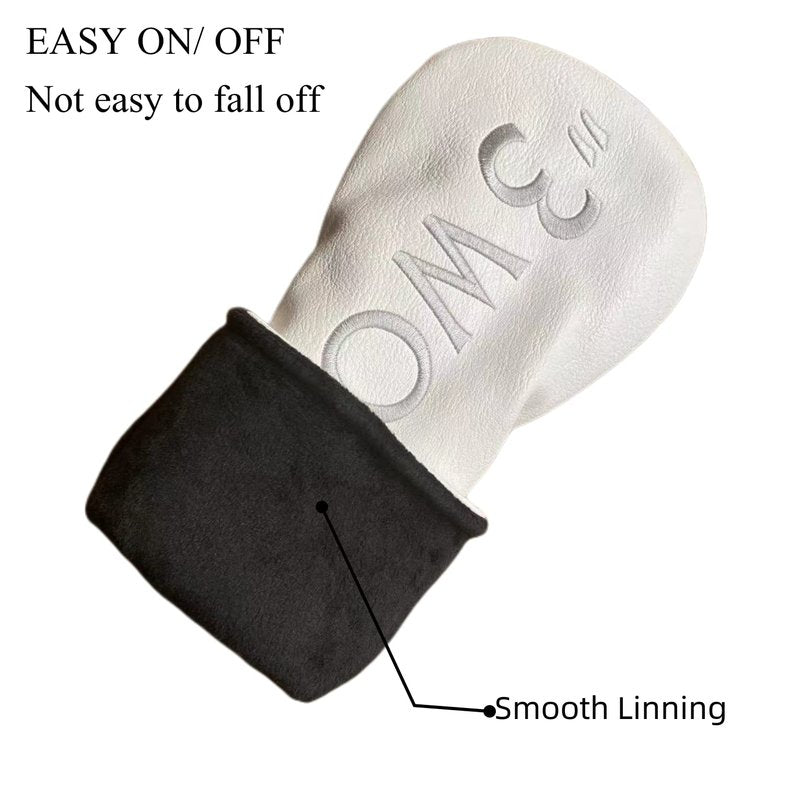 Golf Driver Headcover 3 Wood Head Cover Hybrid Headcovers Set 1 3 H Elegant Embroidery Premium(PU Leather Driver #3 Fairway Wood Hybrid Wood Head Cover Fits for All Brand (3 Wood)