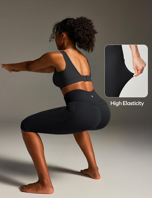 Ewedoos Capri Leggings - High Waisted Compression Yoga Pants with Pockets for Women | Knee Length