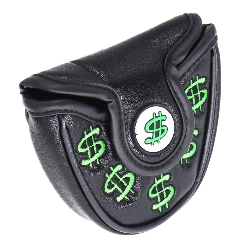 SEACLOUD Golf Cash Money Mallet Putter Cover for Scotty Cameron PU Headcover with Magnetic Closure 2ball Black Green