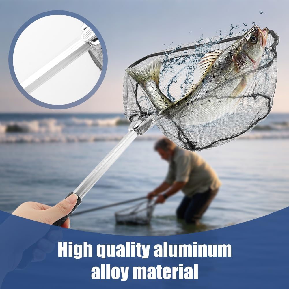 Skiennix Fishing Net - Collapsible Telescopic Handle with Durable Nylon Mesh - Small Size for Freshwater & Saltwater