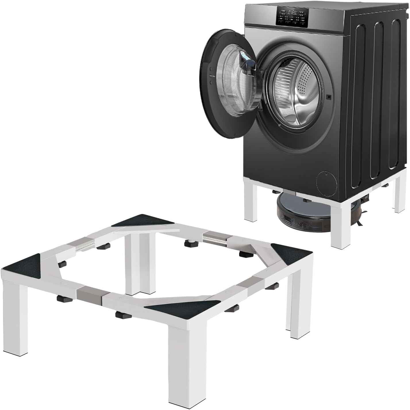 Heavy Duty Stainless Steel Mini Fridge & Washer Dryer Stand with 4 Strong Feet - Universal Appliance Base (Large)