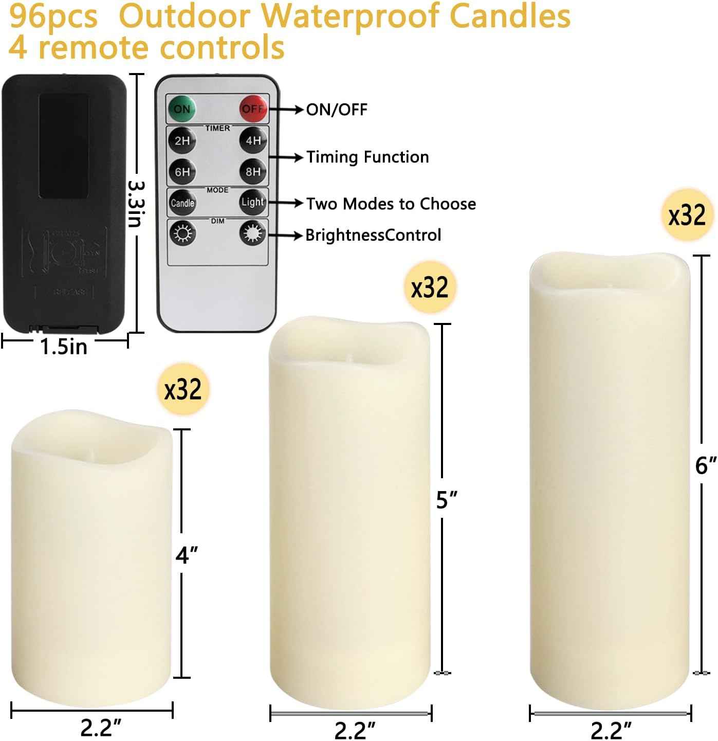 24-Pack Remote Control LED Flameless Candles - 3D Flame Timer Candles for Home, Weddings & Holidays