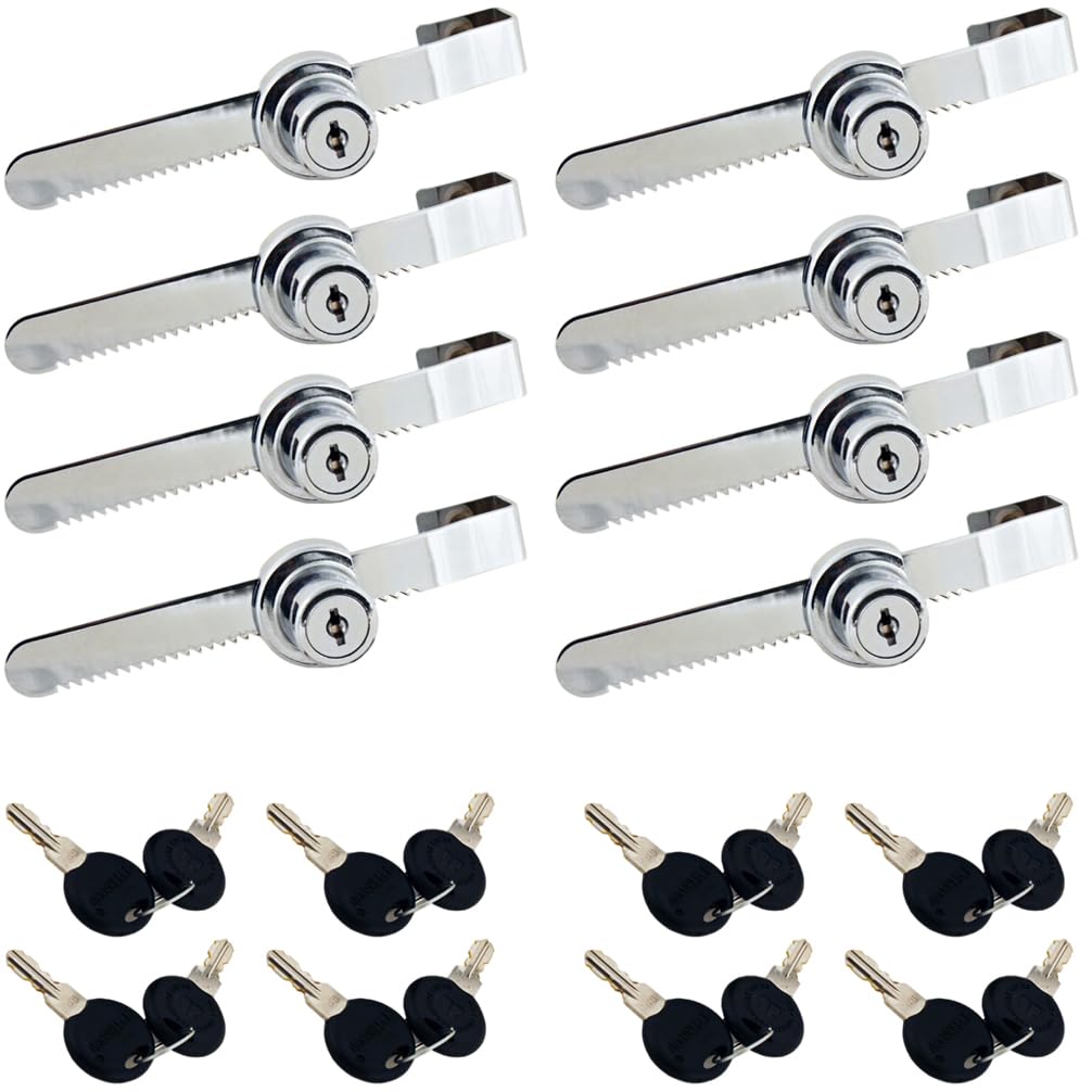WOOCH Sliding Glass Door Ratchet Lock with Chrome Finish, Keyed Alike Showcase Display - 8 Pack