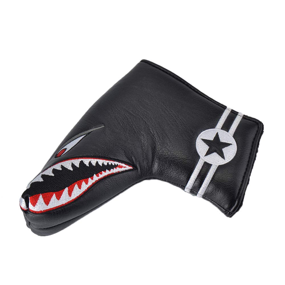 GOOACTION Shark Golf Club Blade Putter Head Cover, Creative Cartoon Animal Pattern Synthetic Leather Headcovers, Perfect for Golf Course & Travel Protection