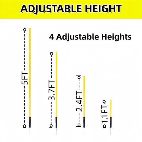 6 Pcs Soccer Agility Poles for Training,5 FT Adjustable Speed and Agility Training Equipment,Football/Basketball/Horse/Dog Sports Practice Equipment,Soccer Sticks with Ground Spring Nails for Outdoors