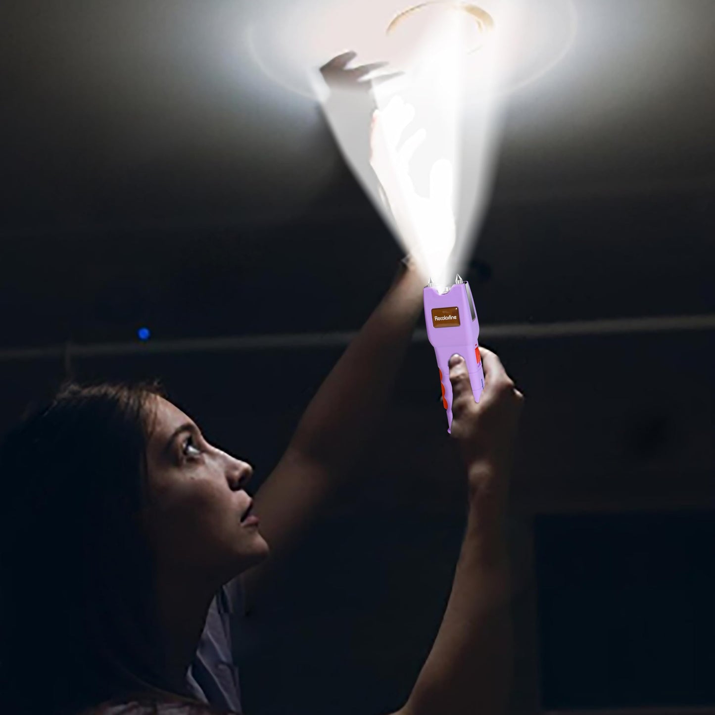 Stun Gun with LED Flashlight for Women Self Defense Rechargeable Stun Guns with Safety Switch (Purple)