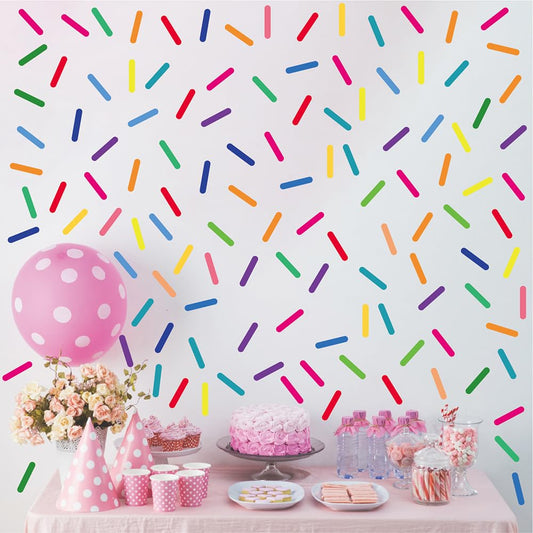 Qaxrocyn 300 Pcs Self-Adhesive Colorful Stripe Wall Stickers - 10 Sheets Removable Waterproof Vinyl Confetti Wall Decals for Kids Room, Nursery, Playroom, Classroom, Home Decor (Deep Color)