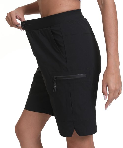 zsenoxaxi Women's Hiking Cargo Shorts Quick Dry Lightweight Shorts for Travel Athletic(Black,XL)
