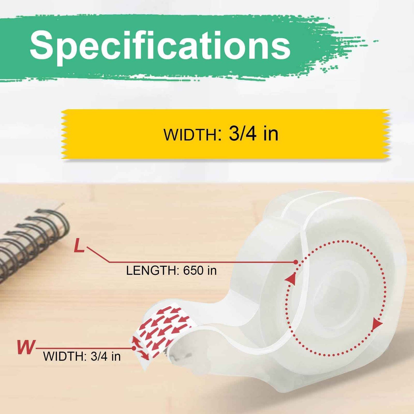 Bulk Tape clear, Invisible Tape, Matte Finish, Writable, 3/4 in x 650 in, 60 Rolls with Dispensers, Transparent Tape, Ideal for Christmas Wrapping Paper, Gift Wrap, School Supplies & Office Use