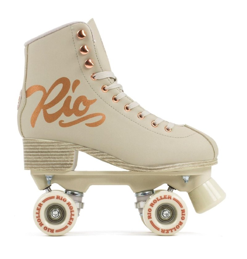 Rio Roller Rose Roller Skates - Unisex Indoor/Outdoor Quad Roller Skates - UK 6 (U.S. Ladies 8) - Cream/Rose Gold