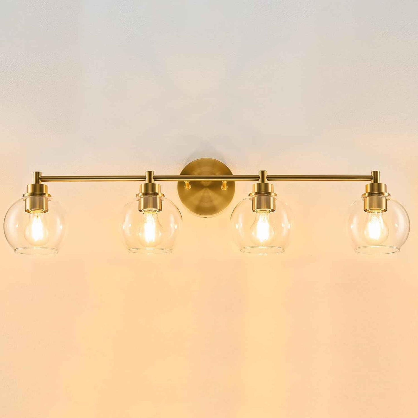 3-Light Vanity Bathroom Light Fixture with Globe Glass Shades - Brushed Nickel, ETL Certified