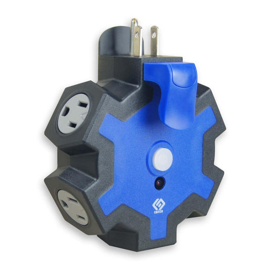 Outdoor Outlet Extender, Heavy Duty 5 Outlet Power Adapter with Swivel Safety Covers, Resettable 15A Circuit Breaker, Power Indicator, for Outdoor Lights, Holiday Decorations Workshop. ETL Listed