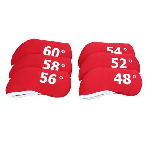 Golf Builder 6pcs/Set Soft Neoprene Golf Wedge Head Covers fit RH and LH 48,52,54,56,58,60 (Red)