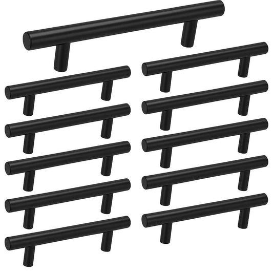 Rovanboao 35 Pack | Matte Black Kitchen Cabinet Handles Stainless Steel Drawer Pulls Cupboard Vanity Dresser Hardware 5 Inch Length, 3 Inch Hole Center