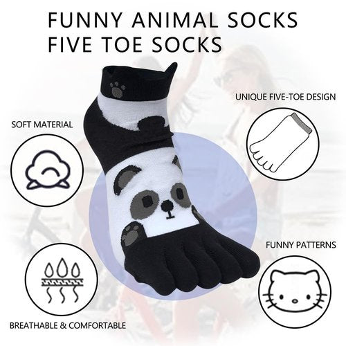 ABTRAV Womens Funny Toe Socks Five Finger Low Cut Socks Cartoon Toe Seperated Cotton Running Ankle Socks