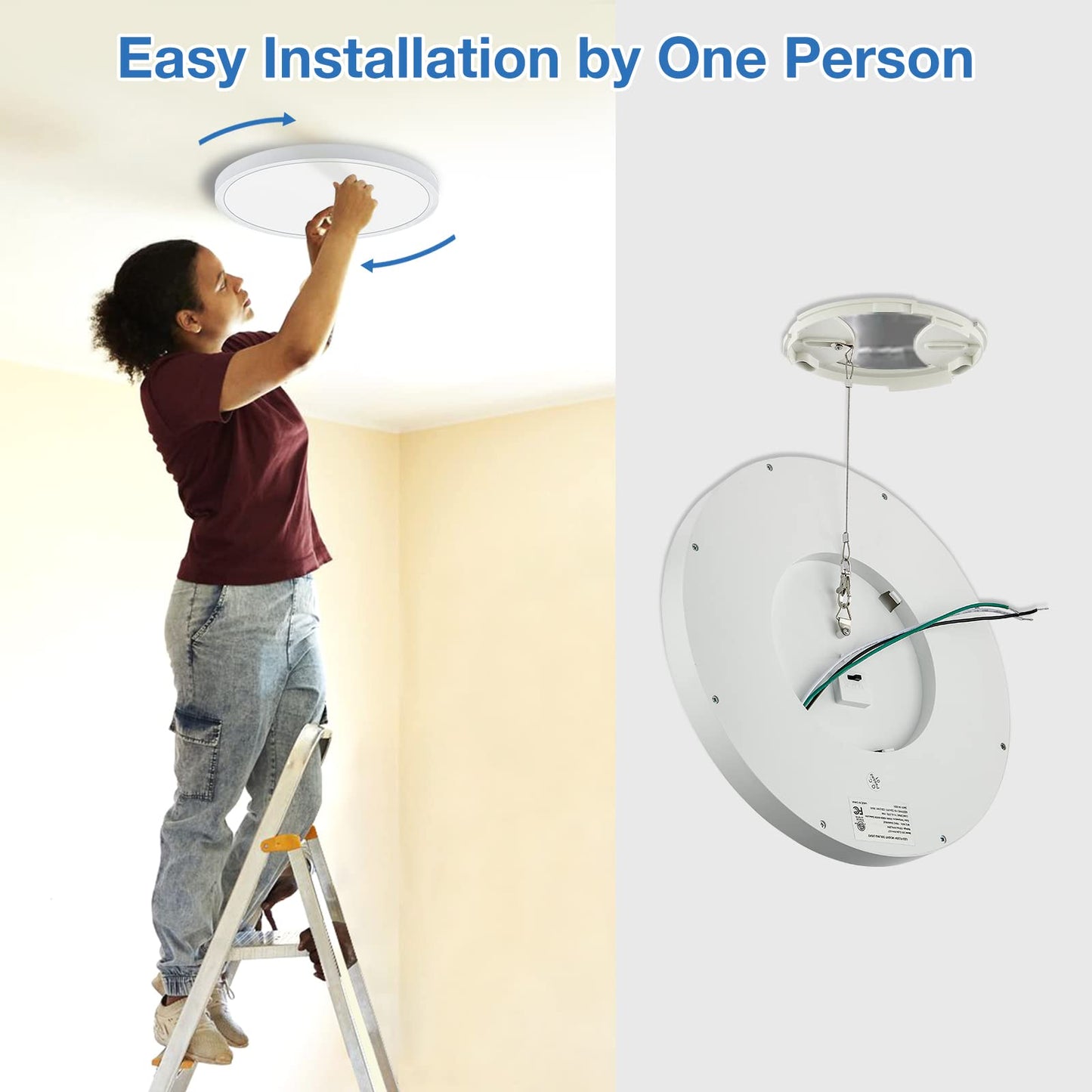 CycevSun 15.8 Inch Dimmable LED Ceiling Light Flush Mount, 3000K-4000K-5000K Selectable - 24W Super Bright 2400LM - Slim Large Round White Trim, 2 Pack