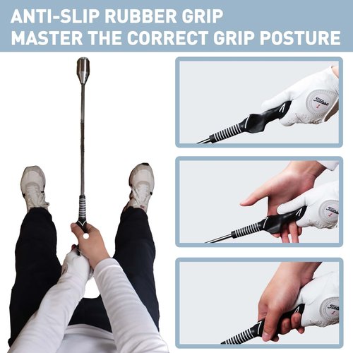 Golf Swing Trainer Aid, Golf Grip Trainer for Warm-up, Swing Tempo Training - Weighted Golf Club for Indoor Practice, Right-Handed Chipping Hitting Golf Accessories
