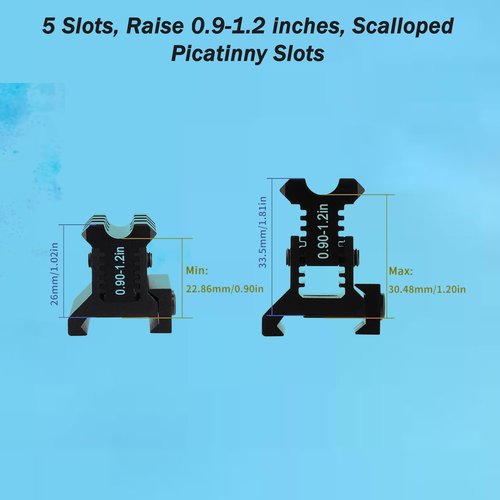 360 Tactical Picatinny Riser Mount Adjustable Height Lockdown Series with Quick Release, 1.57" L | 5 Slots, Raise 0.9-1.2 inches, Scalloped Picatinny Slots (PO1 | Quick Release, 1.57" L|5)