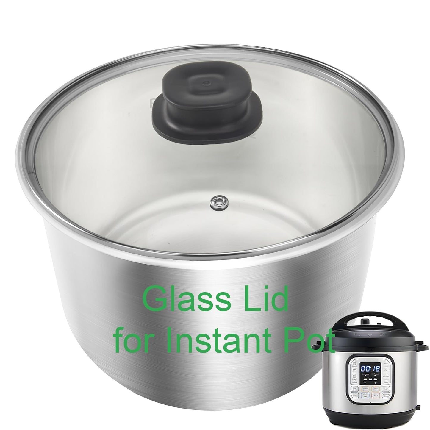 9.1-In Glass Lid Replacement for Instant Pot Lid 6 Quart, Tempered Glass Cover for Instantpot, Lid for Instant Pot 6 Quart, Accessories 6 QT for Insta pot, Heat Resistant Handle & Stainless Steel Rim