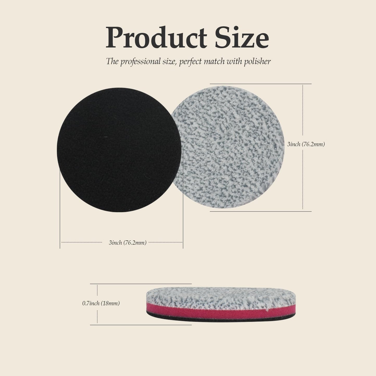 Autolock Microfiber Cutting Pads, 3Pcs 3 Inch Polishing Microfiber Pad, Finishing Disc with Hook & Loop Backing for Car Compounding, Cutting, Buffing, Waxing and Polishing