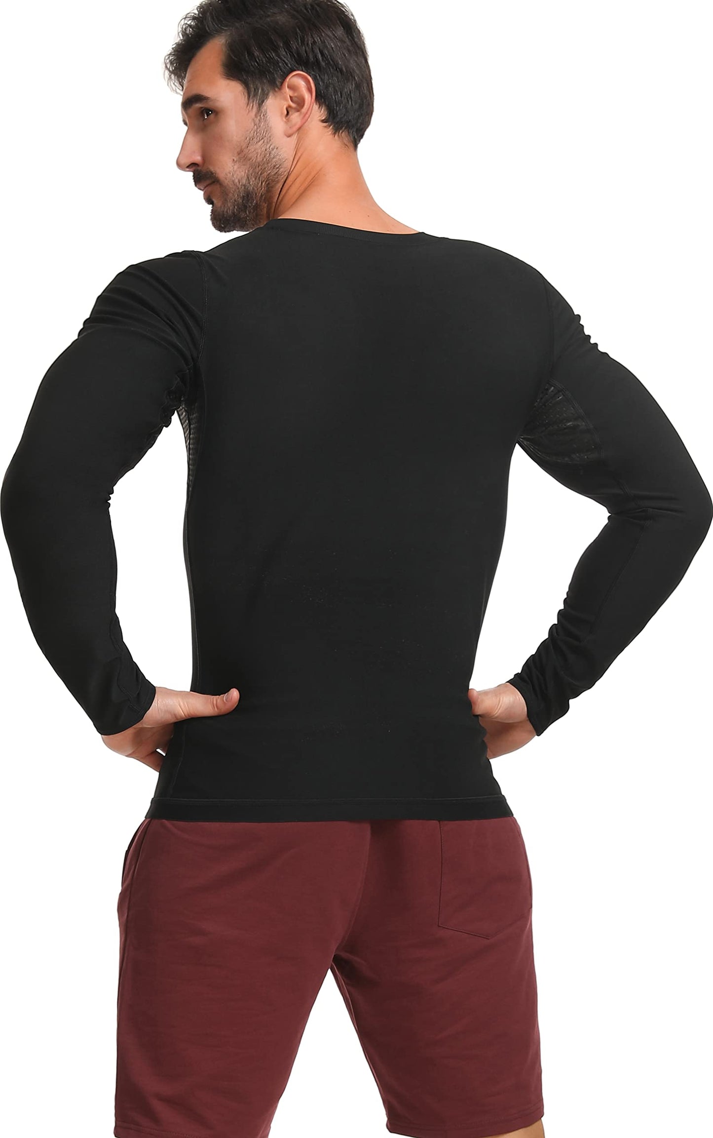 DYUAI Sauna Shirt for Men Sweat Sauna Suits T-shirt Heat Trapping Compression Vest Long Sleeve Body Shaper Workout(WBH6006-01-M)