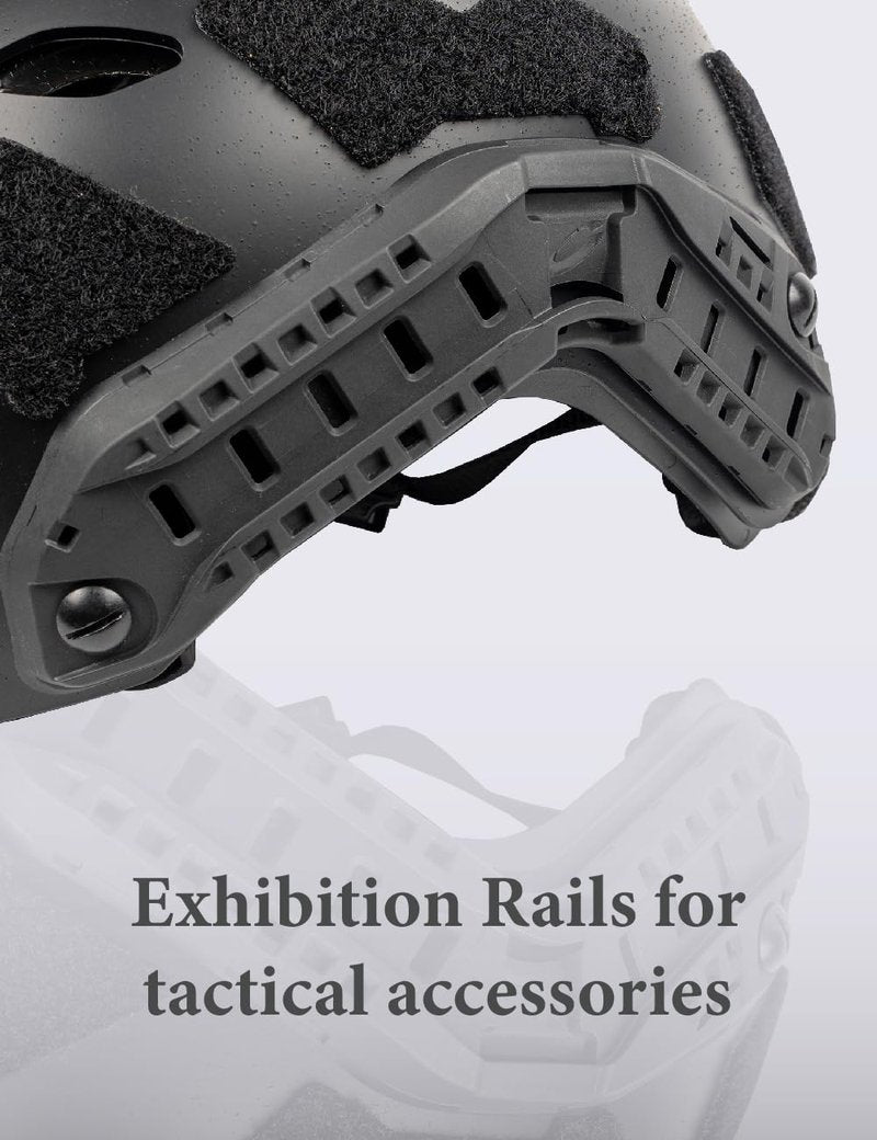 FMATAL GEAR SF Right Angle Vent Hole Fast Helmet, Surface Sandblast Treatment ABS Tactical Helmet for Airsoft, and Outdoor Sports, Lightweight and Adjustable(BK, Large)