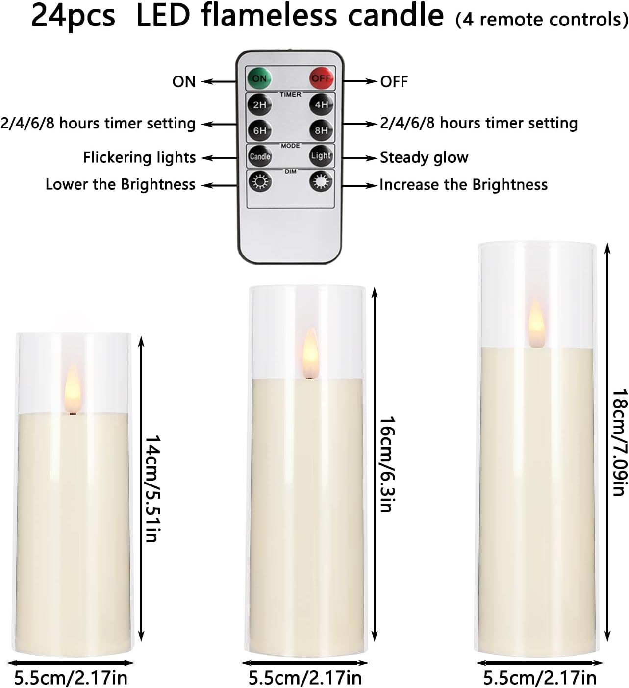 24-Piece Waterproof LED Flameless Candle Set with Remote & Timer - Perfect for Halloween & Weddings