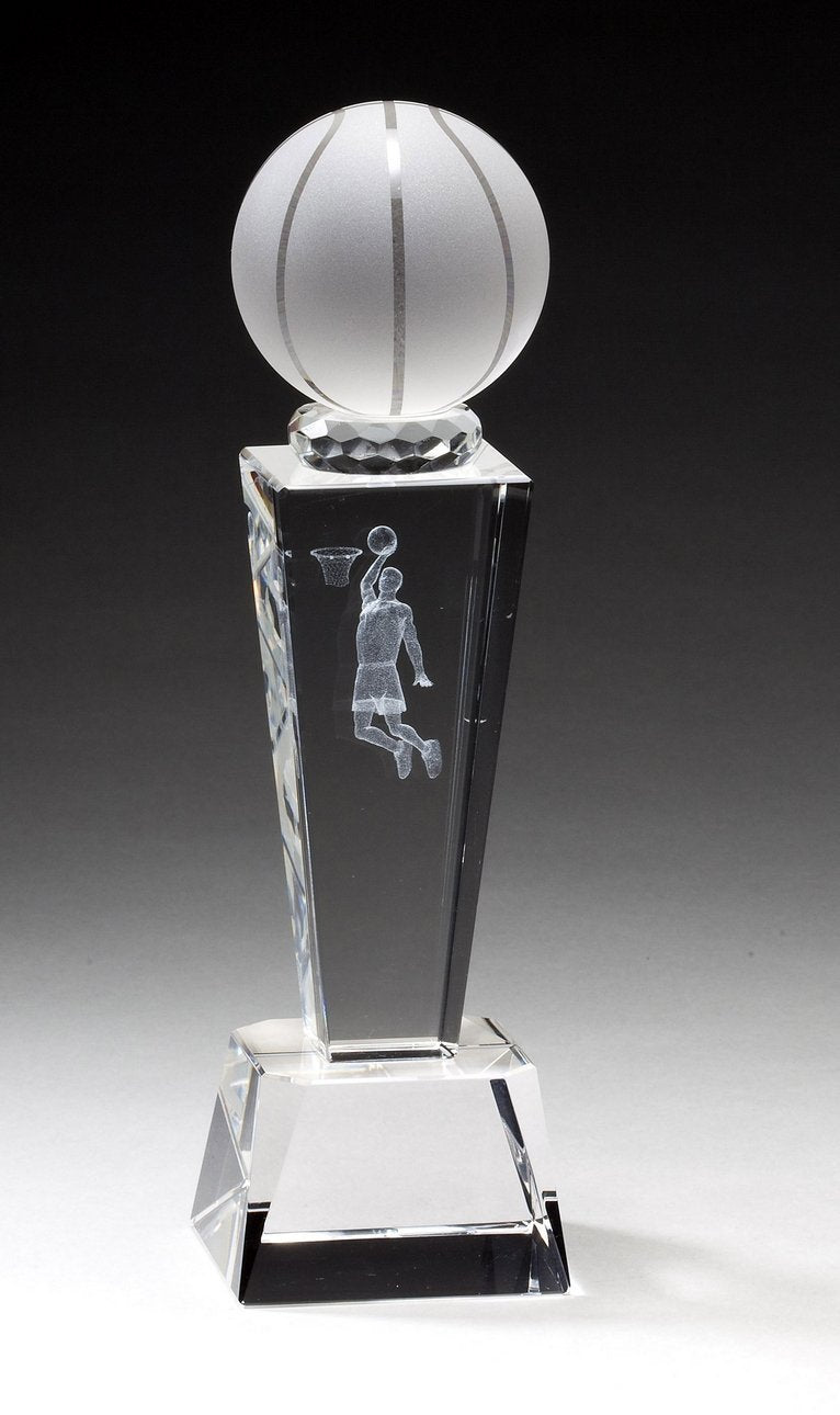 SHOP AWARDS AND GIFTS Crystal Male Basketball Player Figure Trophy Award, Sports Tournament Winner Prizes, Engravable Customizable Personalized, 8 3/4 Inch