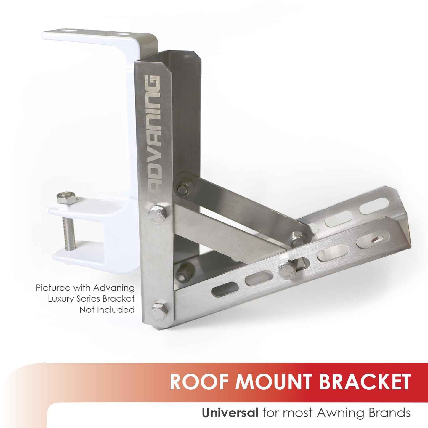 ADVANING Universal Roof Mount Bracket for Retractable Awnings, Premium Quality 3mm Gauge Brushed Stainless Steel, ZAW-RM-BRK