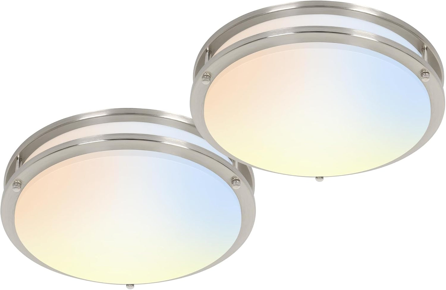 Adjustable 13-Inch Gold LED Flush Mount Ceiling Light Fixture - Dimmable 2700K-5000K for Hallway, Bathroom & Kitchen (2-Pack)
